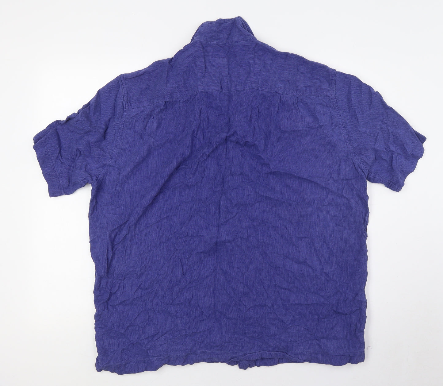 Marks and Spencer Mens Blue Cotton Button-Up Size XL Collared Button