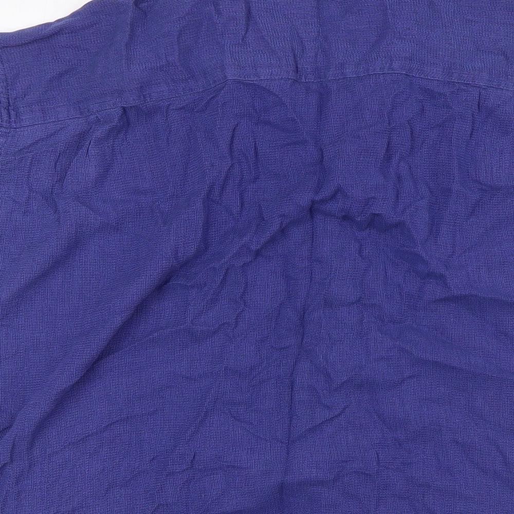 Marks and Spencer Mens Blue Cotton Button-Up Size XL Collared Button
