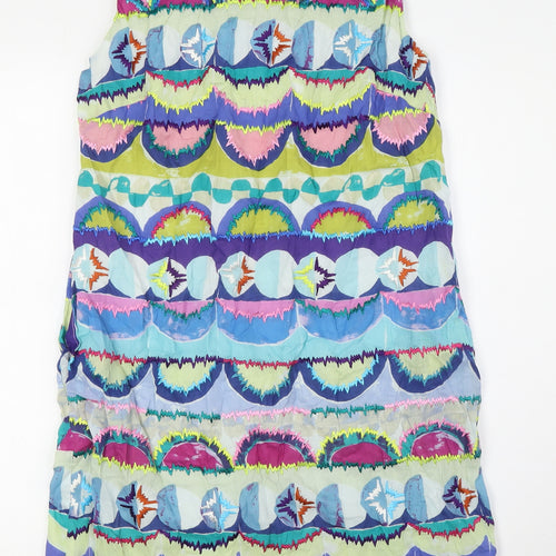 Derhy Womens Multicoloured Cotton Pencil Dress Size M Round Neck Zip