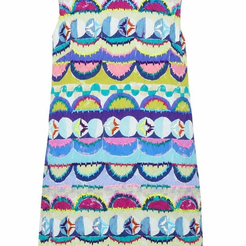 Derhy Womens Multicoloured Cotton Pencil Dress Size M Round Neck Zip