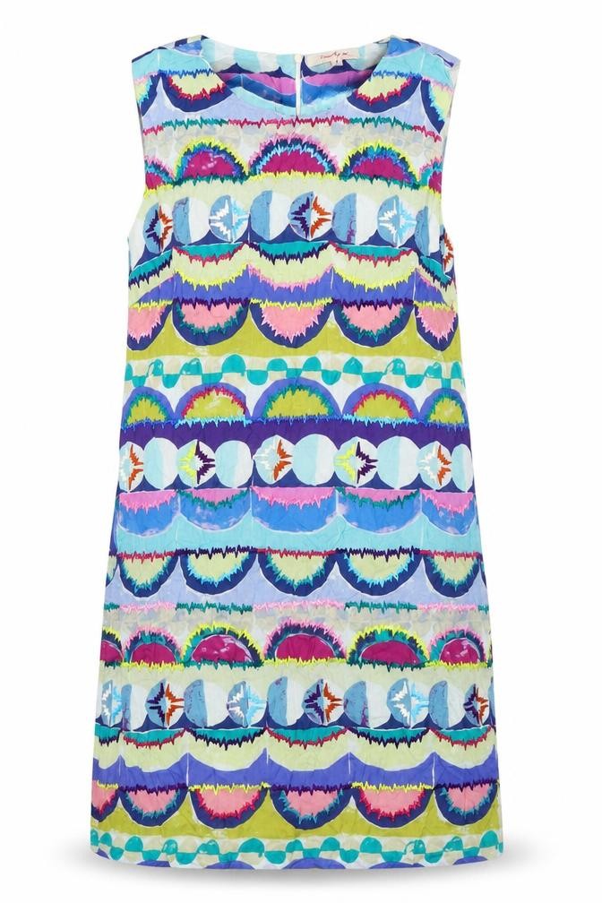 Derhy Womens Multicoloured Cotton Pencil Dress Size M Round Neck Zip