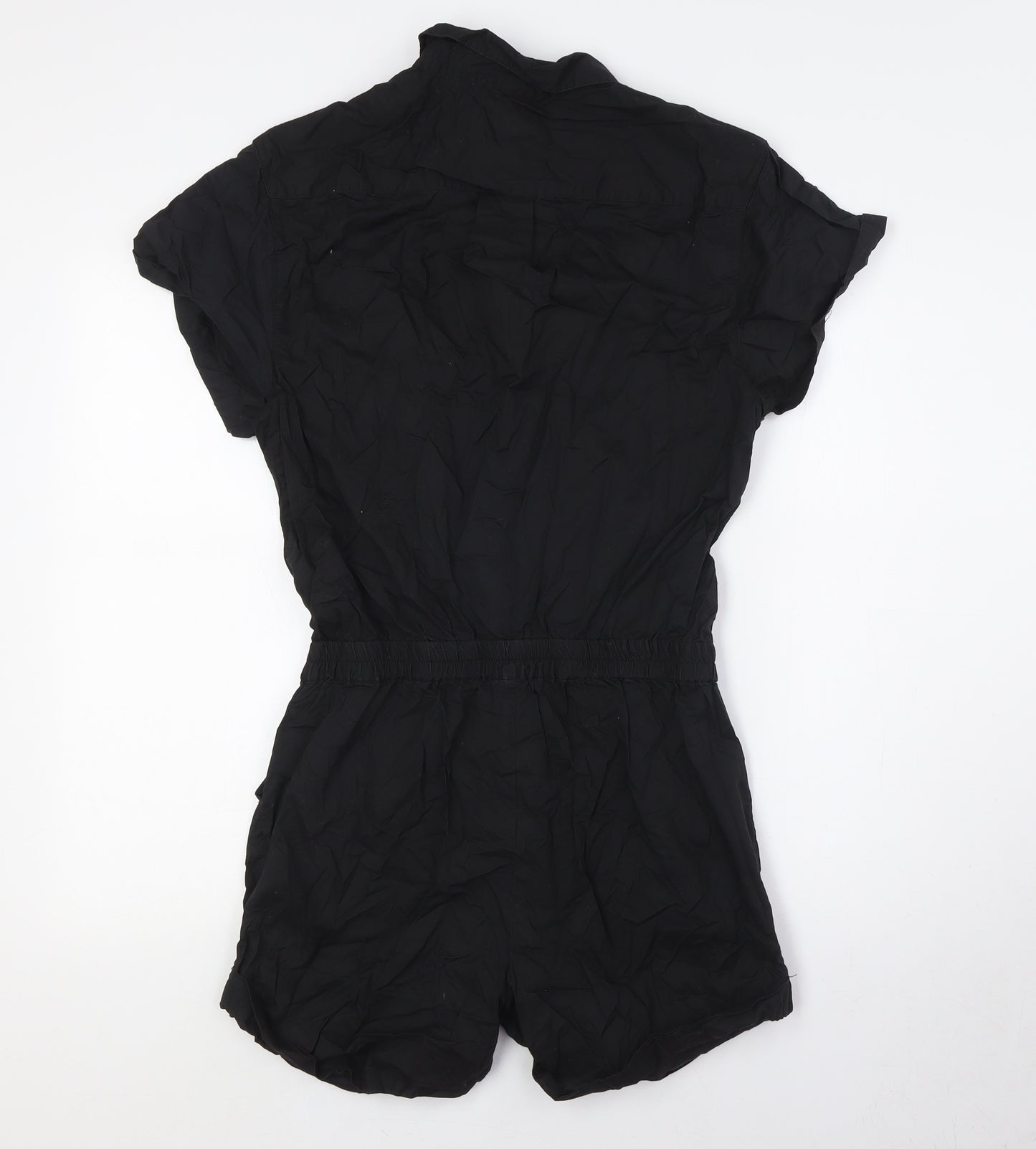 H&M Womens Black Cotton Playsuit One-Piece Size 8 L3 in Button