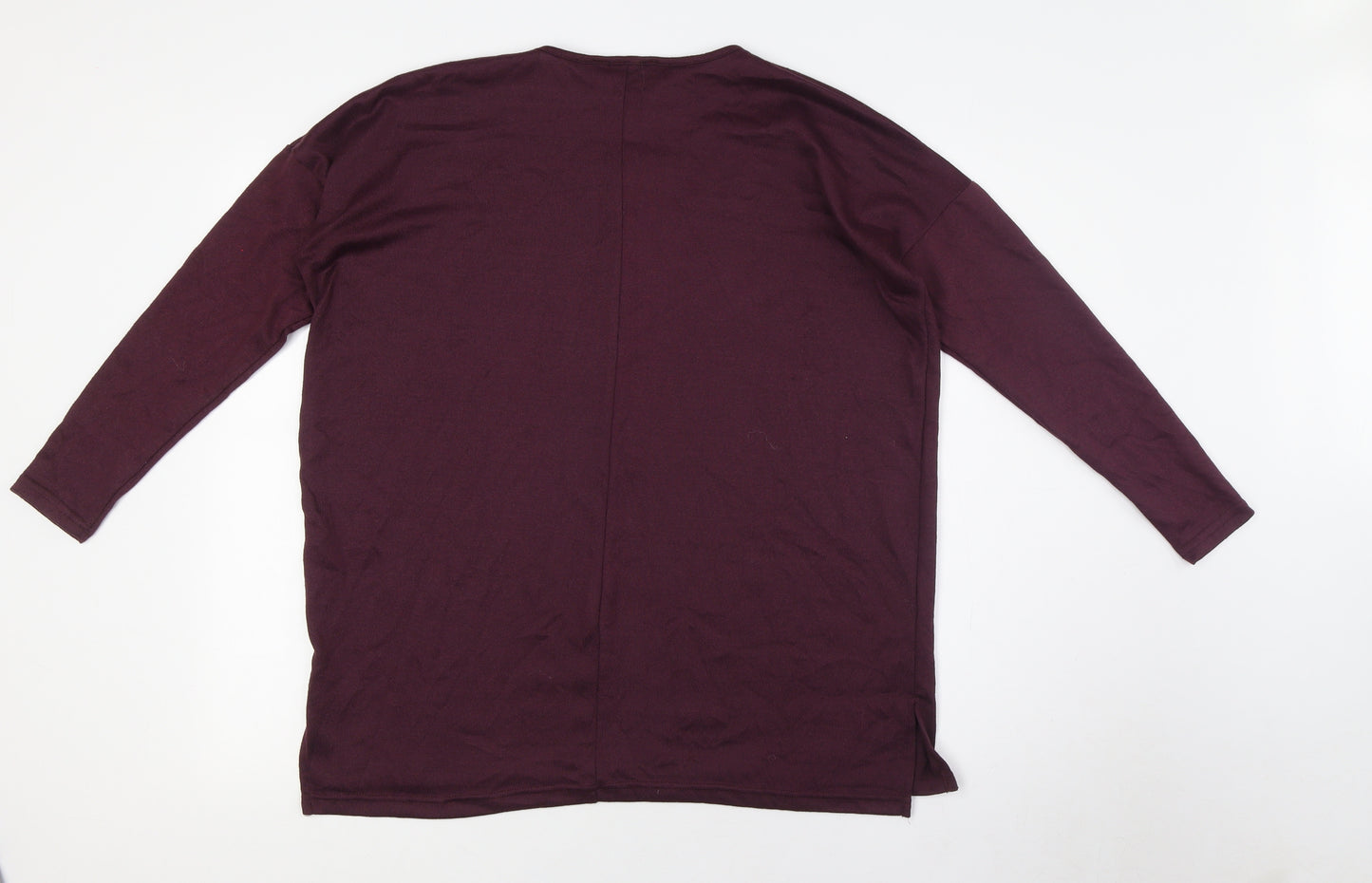 New Look Womens Purple Polyester Basic Button-Up Size 12 Round Neck