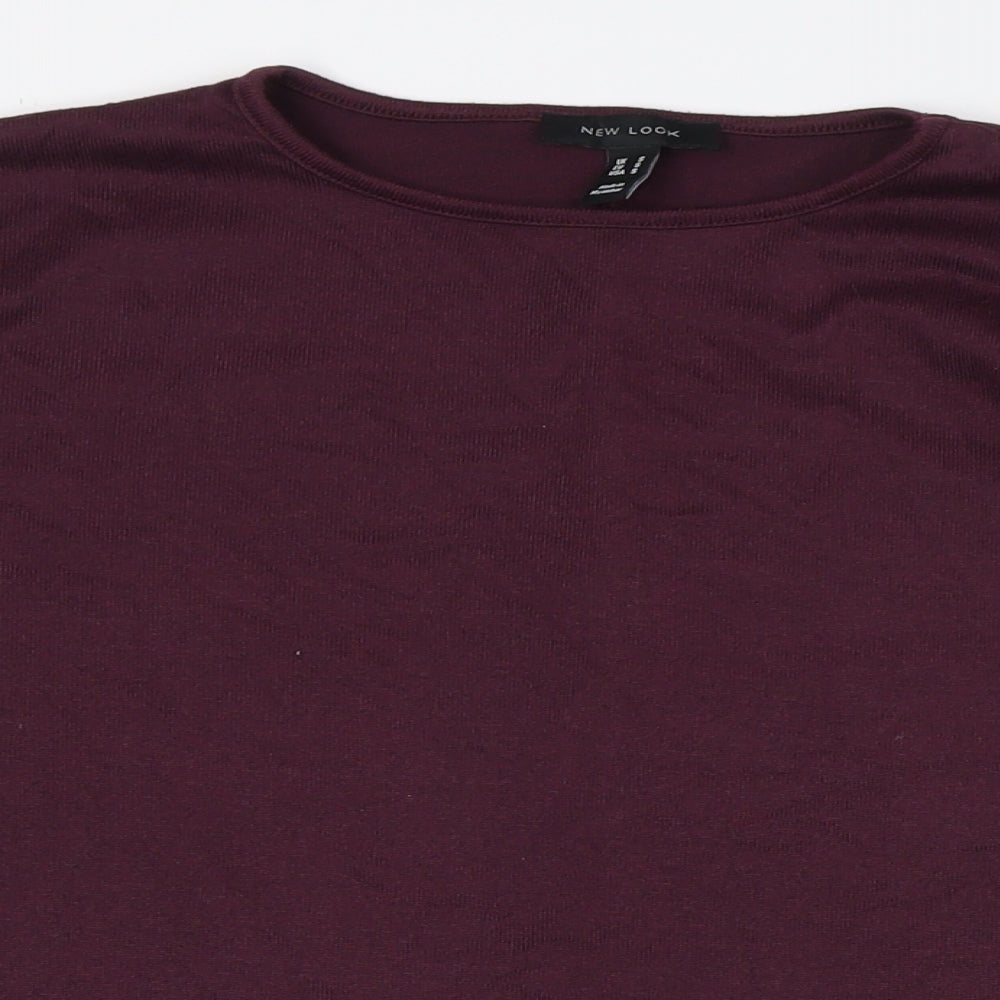 New Look Womens Purple Polyester Basic Button-Up Size 12 Round Neck