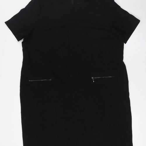 Debenhams Womens Black Viscose A-Line Size 18 Round Neck Zip - Zip pockets