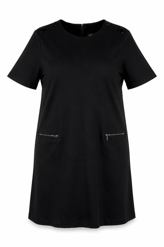 Debenhams Womens Black Viscose A-Line Size 18 Round Neck Zip - Zip pockets