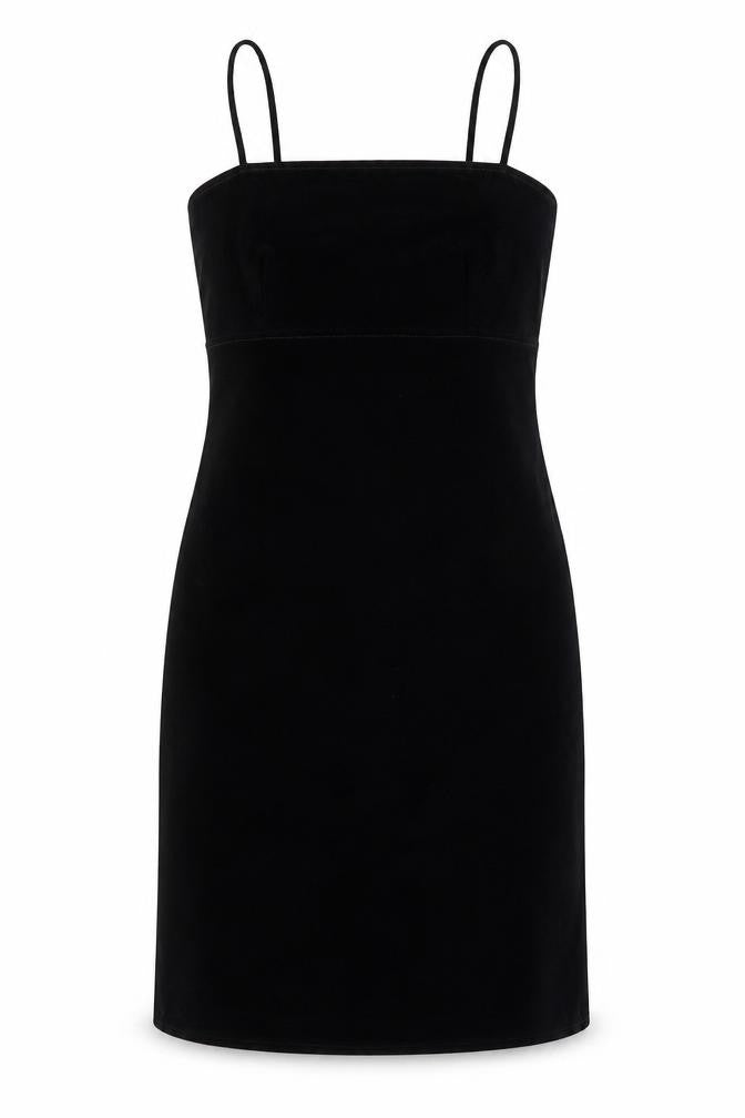 Front view of Next women’s black polyester pencil dress, size UK 8, square neck