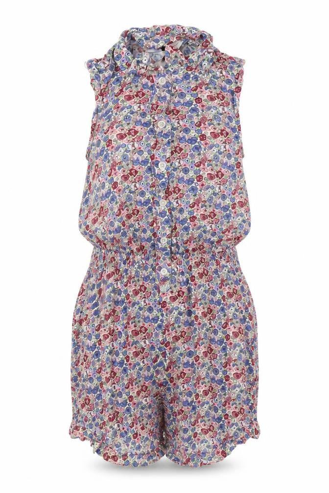 Front view of Divided by H&M women’s multicoloured flecked viscose playsuit one-piece, size UK 6, button - open back