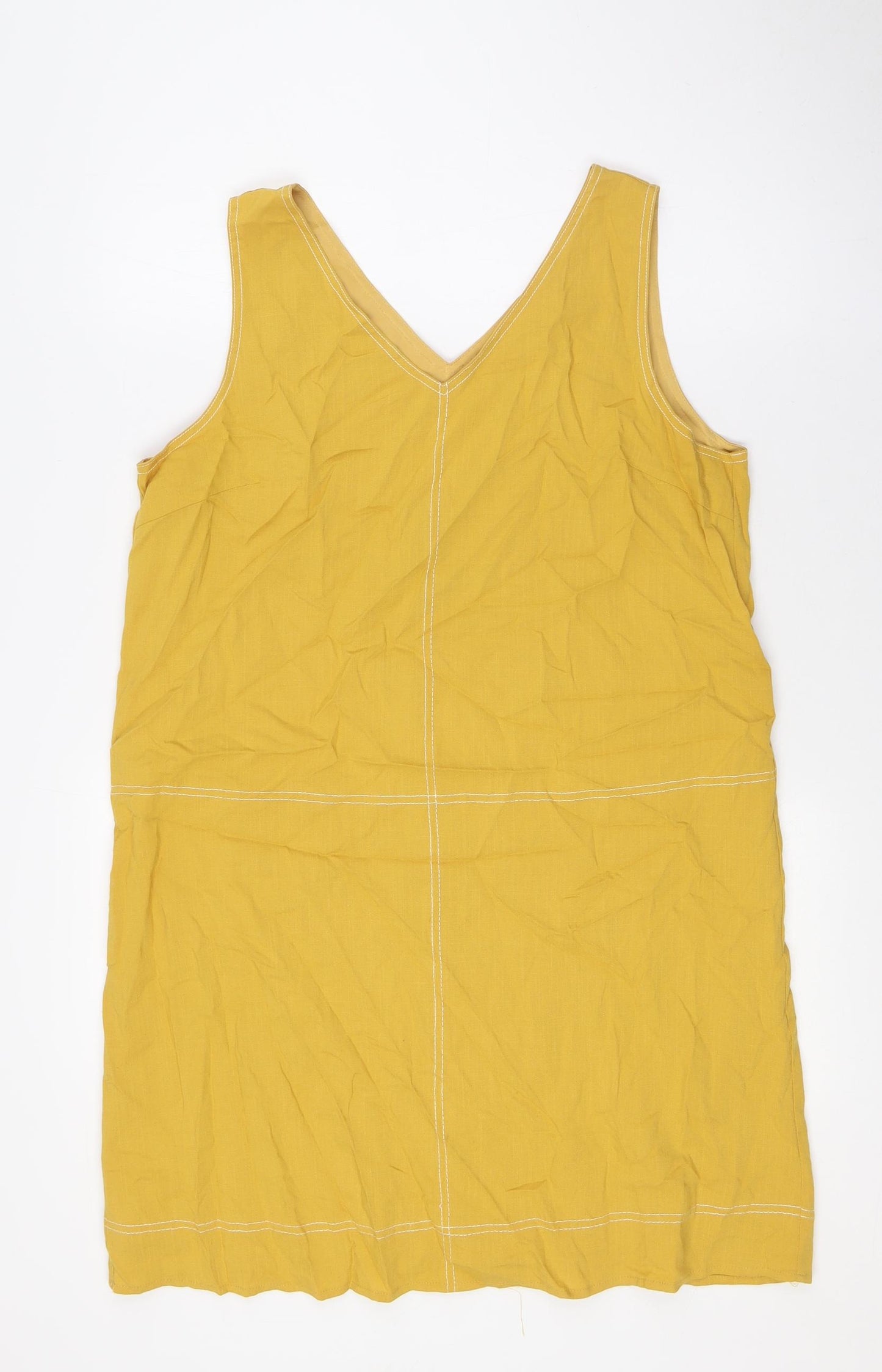 THML Womens Yellow Rayon A-Line Size M V-Neck