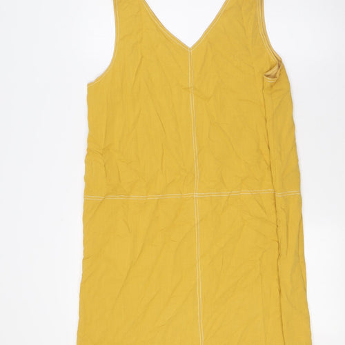 THML Womens Yellow Rayon A-Line Size M V-Neck