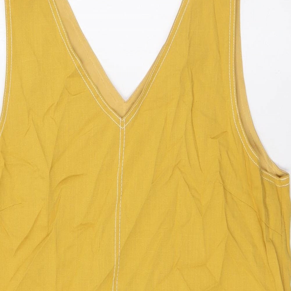 THML Womens Yellow Rayon A-Line Size M V-Neck