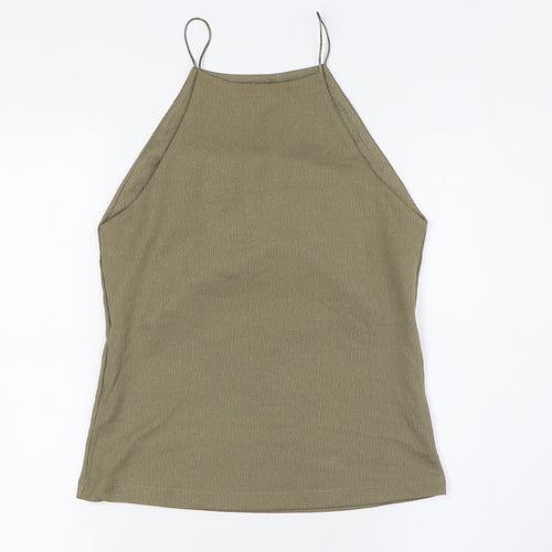 RESERVED Womens Green Polyester Basic Tank Size M Round Neck