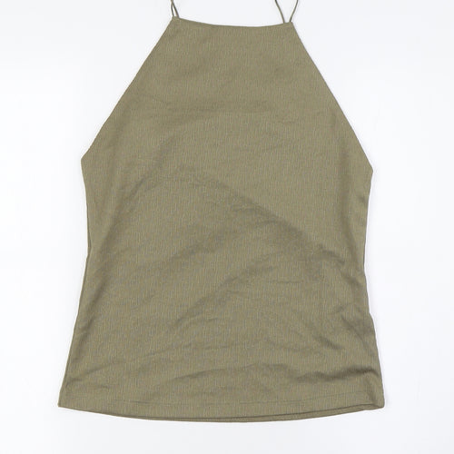RESERVED Womens Green Polyester Basic Tank Size M Round Neck