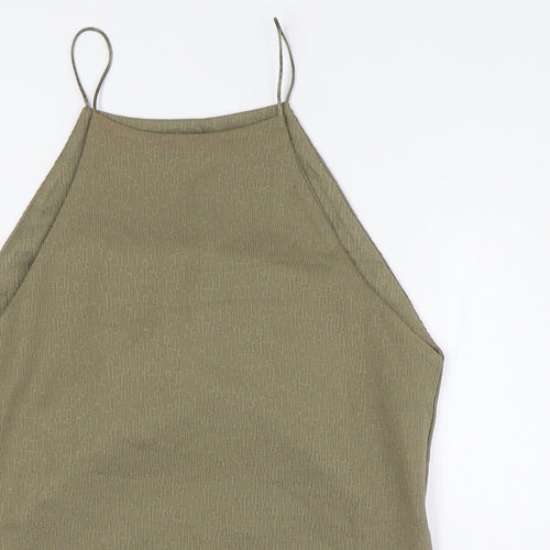 RESERVED Womens Green Polyester Basic Tank Size M Round Neck