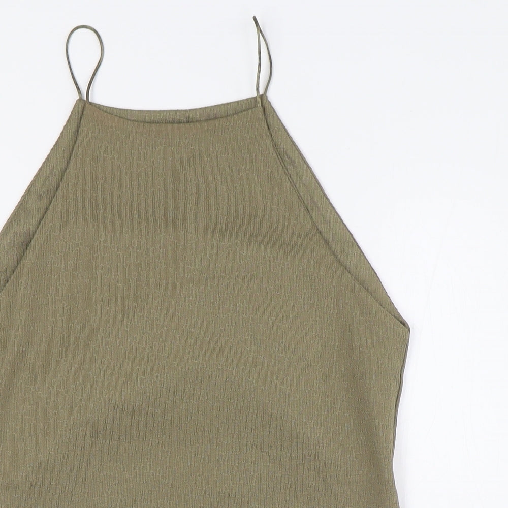 RESERVED Womens Green Polyester Basic Tank Size M Round Neck