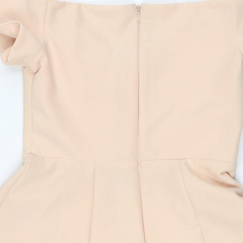 River Island Womens Orange Polyester A-Line Size 12 Off the Shoulder Zip