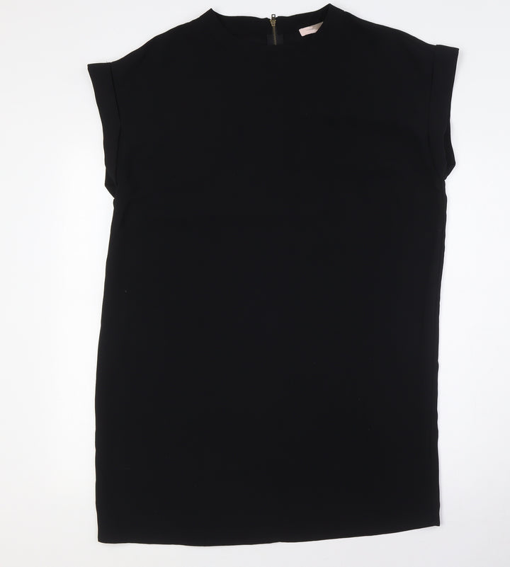 FOREVER 21 Womens Black Polyester Shirt Dress Size M Round Neck Zip