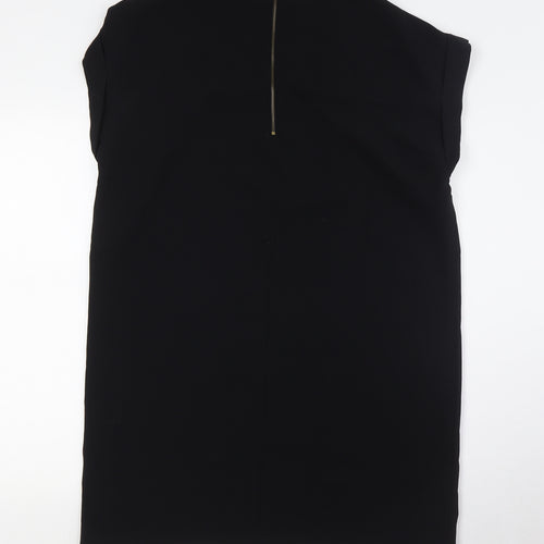 FOREVER 21 Womens Black Polyester Shirt Dress Size M Round Neck Zip