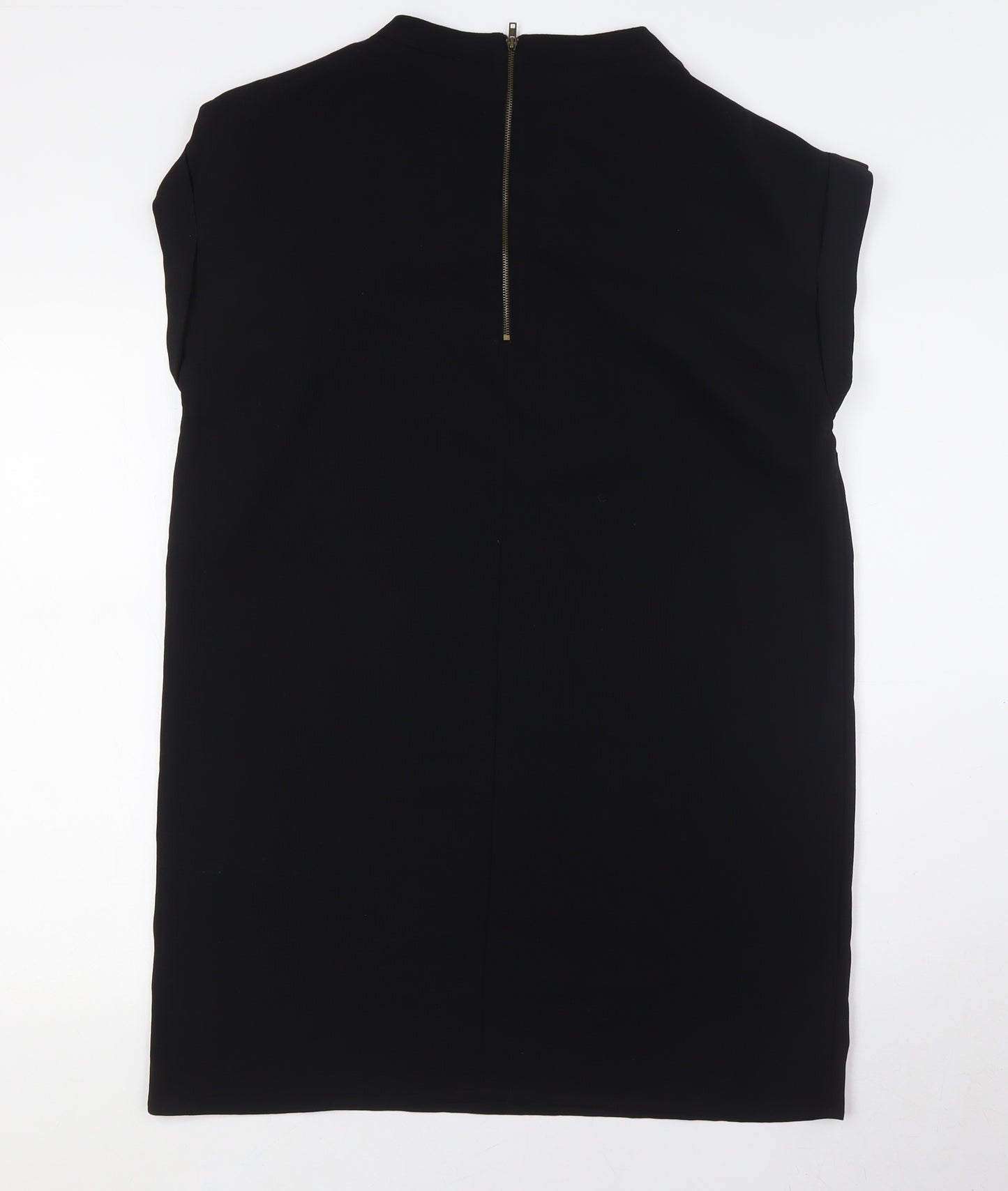 FOREVER 21 Womens Black Polyester Shirt Dress Size M Round Neck Zip