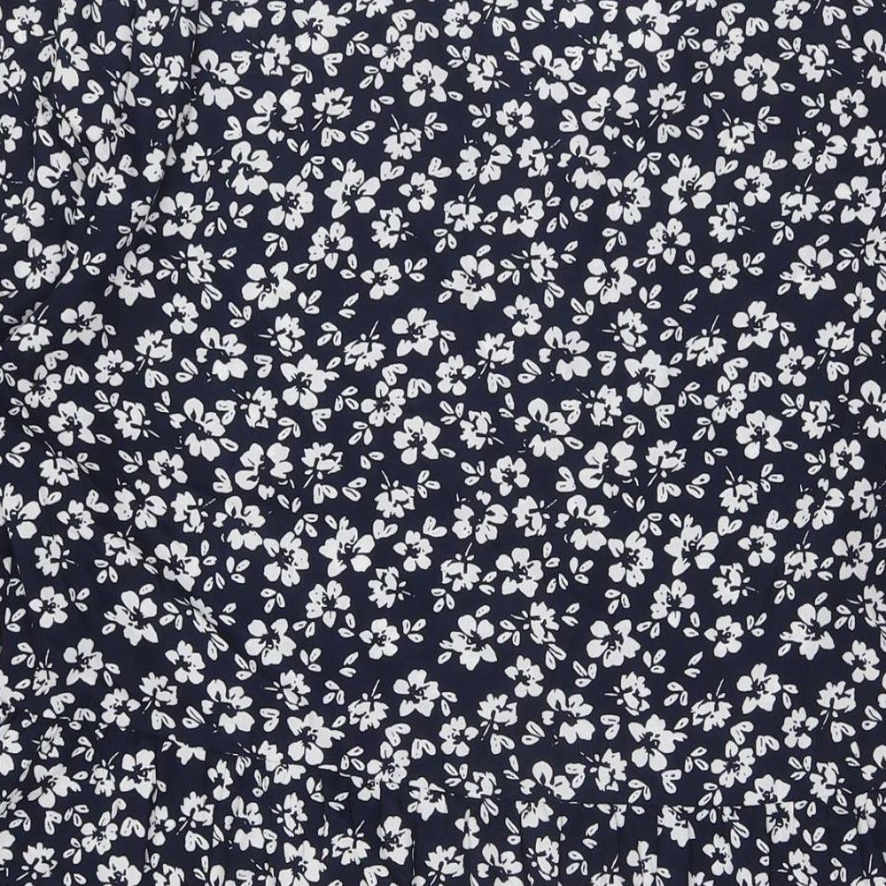 M&Co Womens Blue Floral Polyester A-Line Size 20 Round Neck