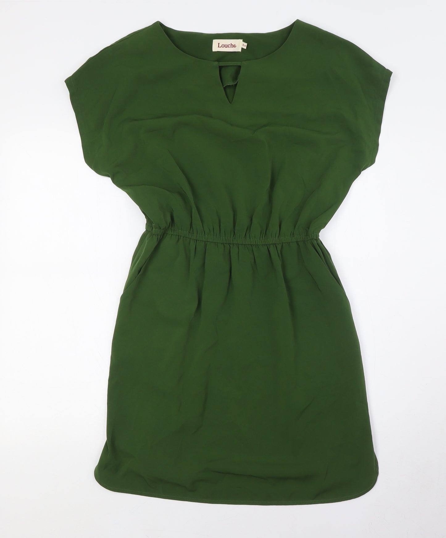 Louche Womens Green Polyester A-Line Size 10 Boat Neck