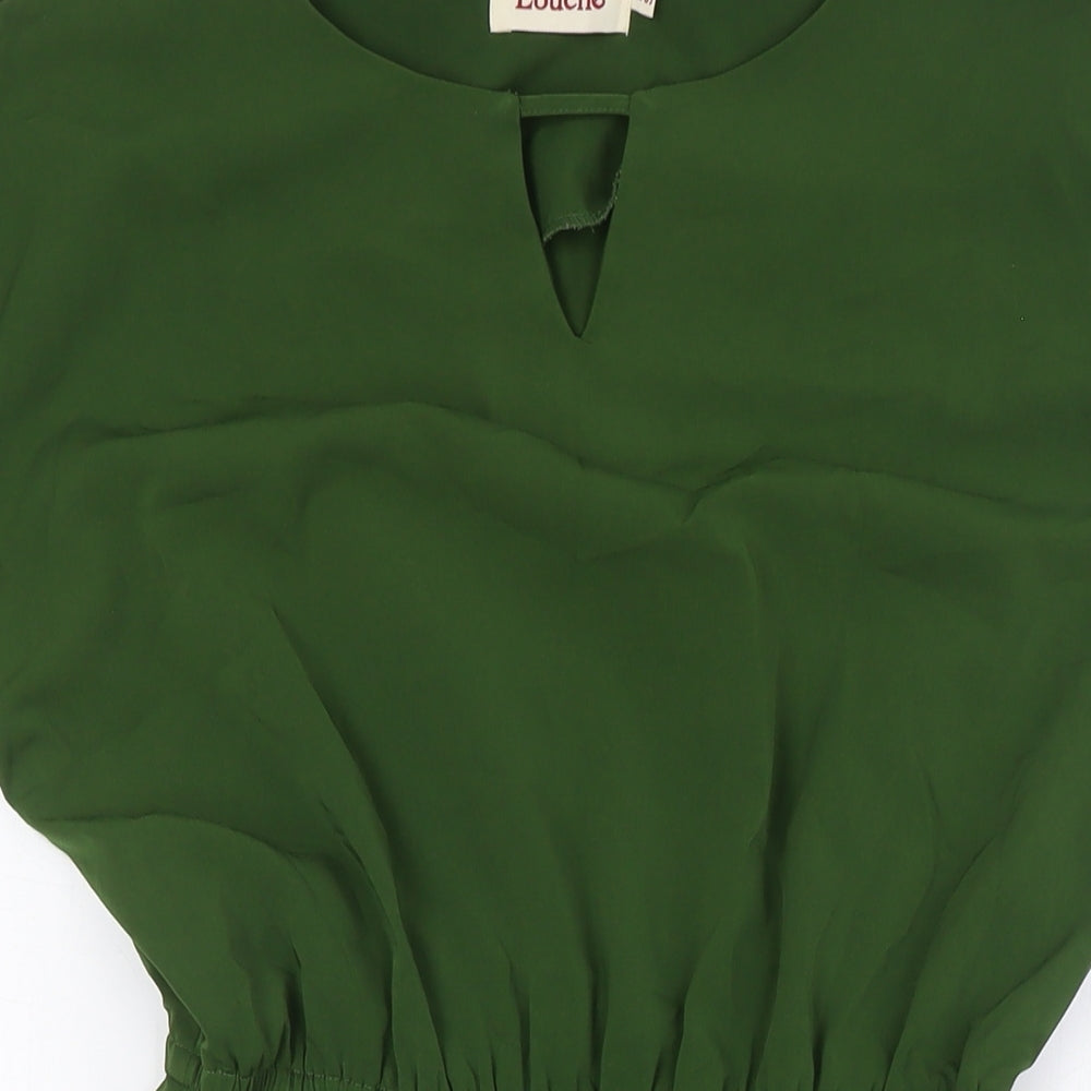 Louche Womens Green Polyester A-Line Size 10 Boat Neck