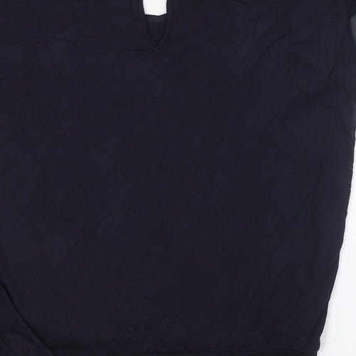 Jasper Conran Womens Blue Polyester Basic Button-Up Size 8 Boat Neck
