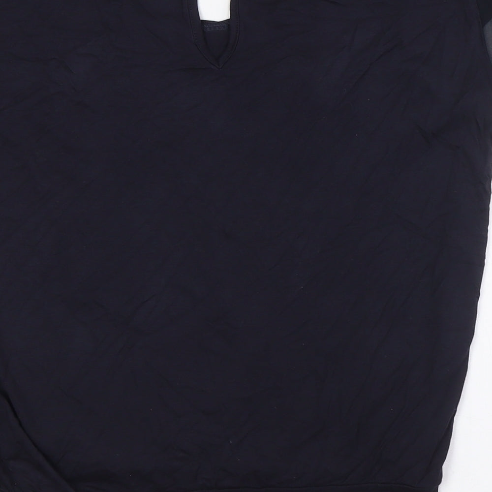 Jasper Conran Womens Blue Polyester Basic Button-Up Size 8 Boat Neck