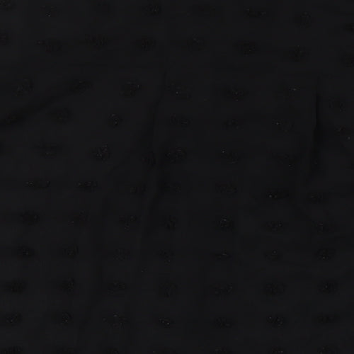 Zara Womens Black Polyester Basic Button-Up Size S Collared