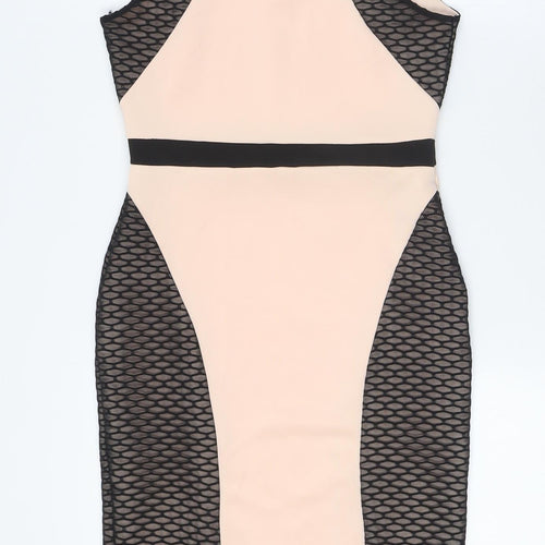 Quiz Womens Pink Polyester Bodycon Size 10 Round Neck Button