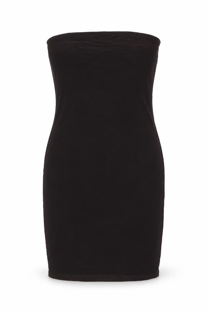 Front view of Boohoo women’s brown polyester a-line, size UK 10, off the shoulder