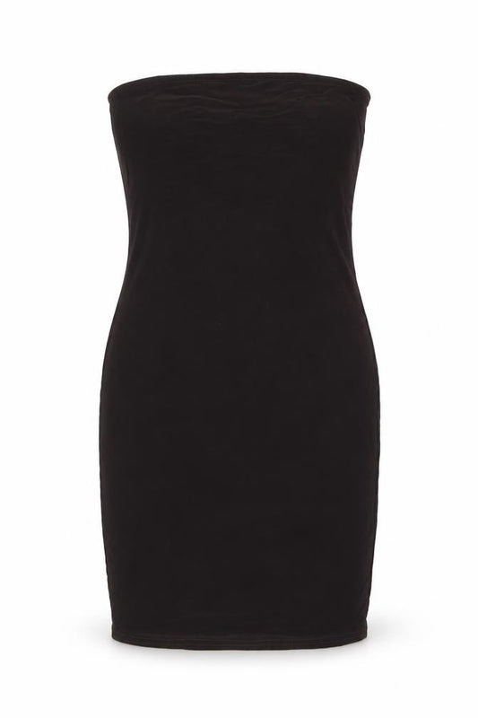 Front view of Boohoo women’s brown polyester a-line, size UK 10, off the shoulder