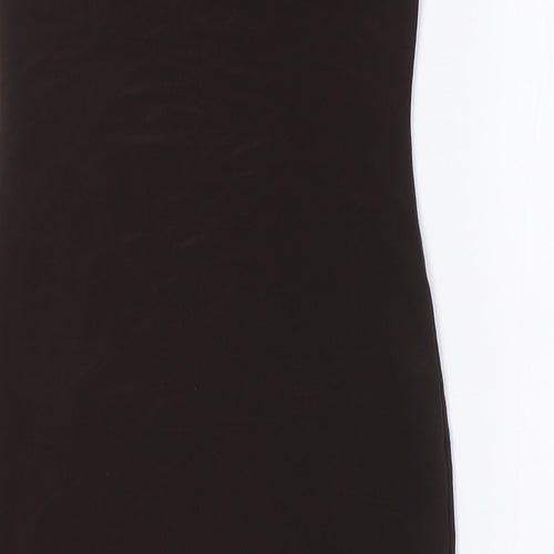 Boohoo Womens Brown Polyester A-Line Size 10 Off the Shoulder