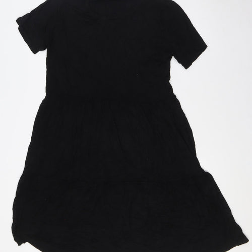 Select Womens Black Polyester A-Line Size 16 Round Neck