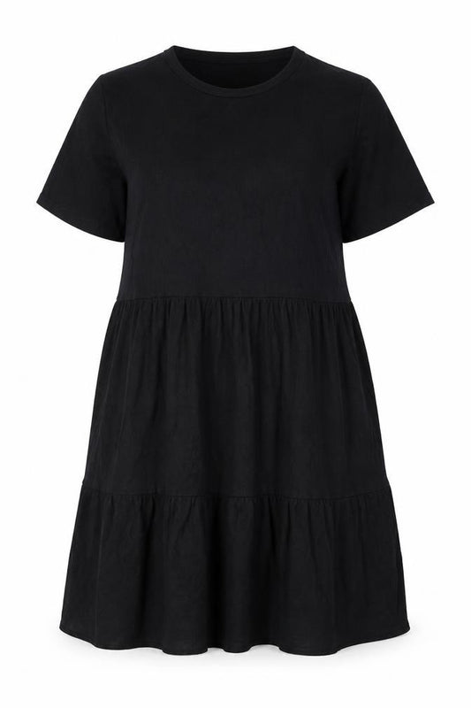 Front view of Select women’s black polyester a-line, size UK 16, round neck
