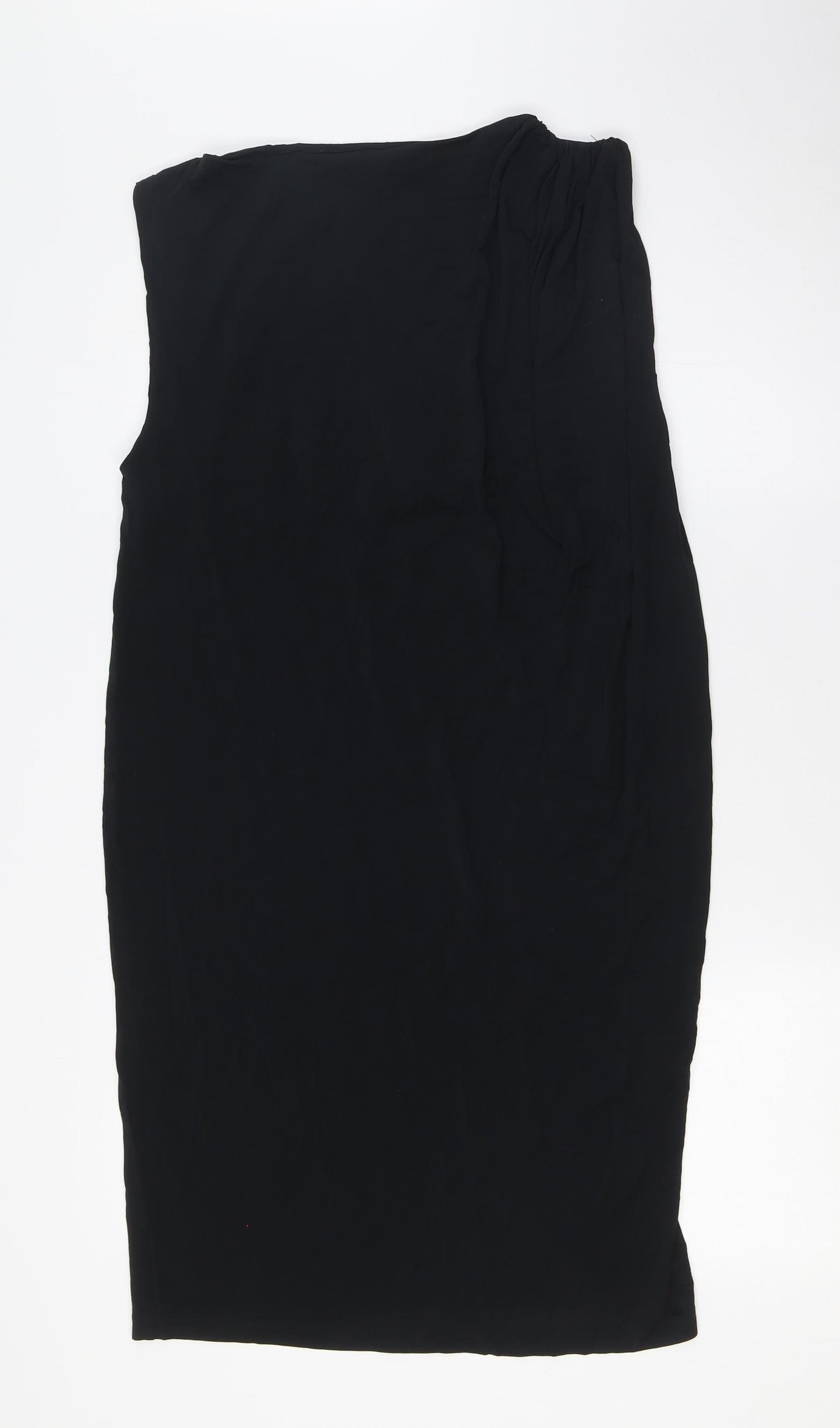 COS Womens Black Acetate Tunic Button-Up Size S Boat Neck