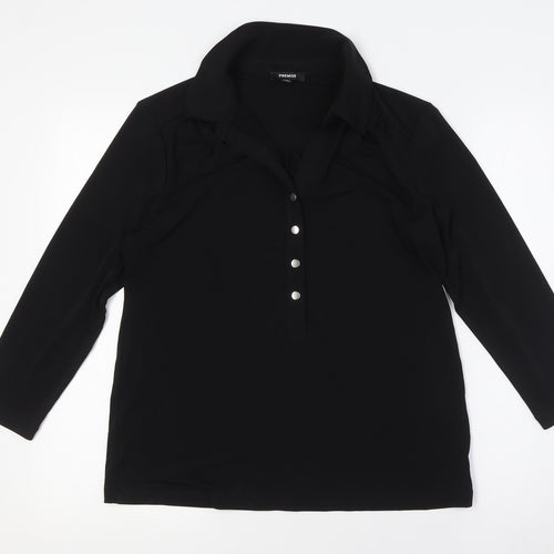 Premise Womens Black Polyester Basic Button-Up Size M Collared