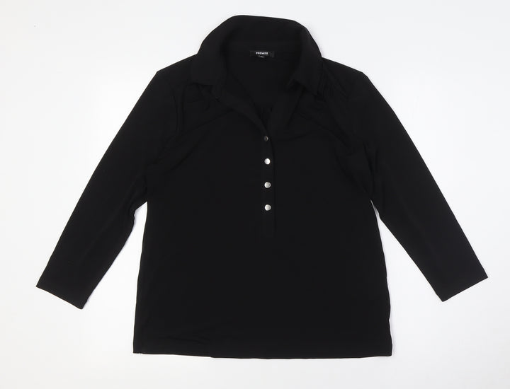 Premise Womens Black Polyester Basic Button-Up Size M Collared