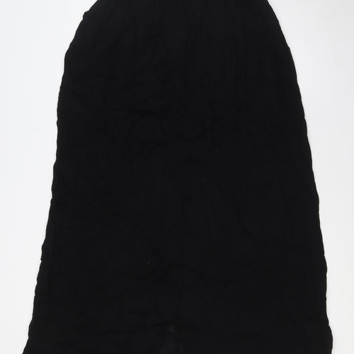 Stradivarius Womens Black Viscose A-Line Skirt Size S Button - Pockets