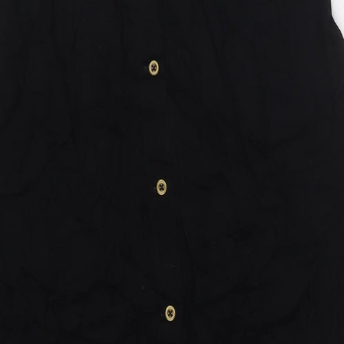 Stradivarius Womens Black Viscose A-Line Skirt Size S Button - Pockets