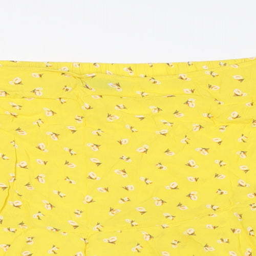 Marks and Spencer Womens Yellow Floral Viscose A-Line Skirt Size 20 - Layered
