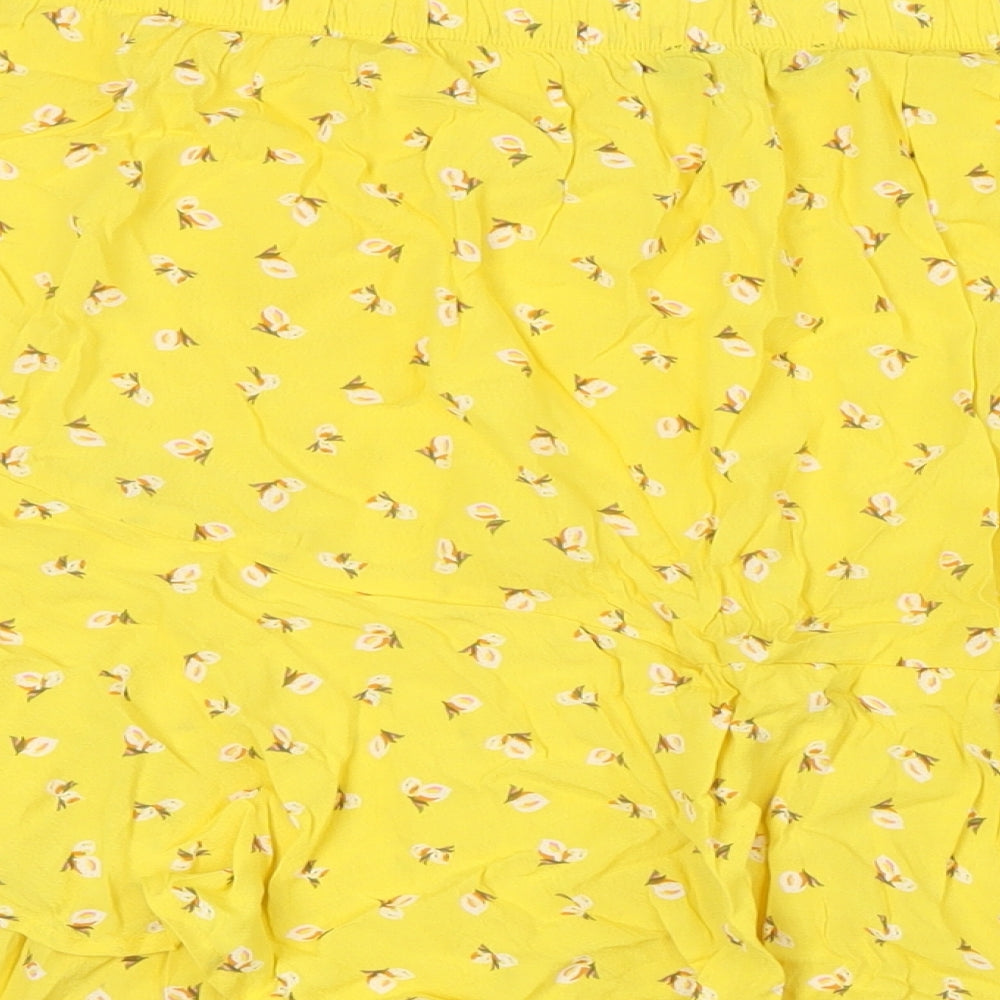 Marks and Spencer Womens Yellow Floral Viscose A-Line Skirt Size 20 - Layered