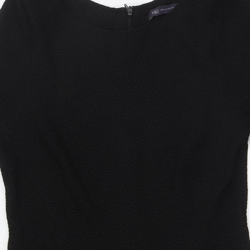 Marks and Spencer Womens Black Polyester A-Line Size 12 Boat Neck - Textured