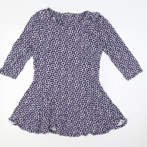 Marks and Spencer Womens Blue Viscose A-Line Size 12 Round Neck - Stars