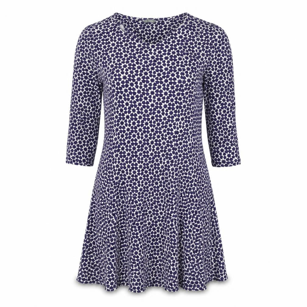 Marks and Spencer Womens Blue Viscose A-Line Size 12 Round Neck - Stars
