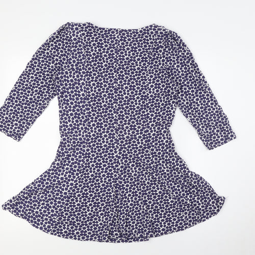 Marks and Spencer Womens Blue Viscose A-Line Size 12 Round Neck - Stars