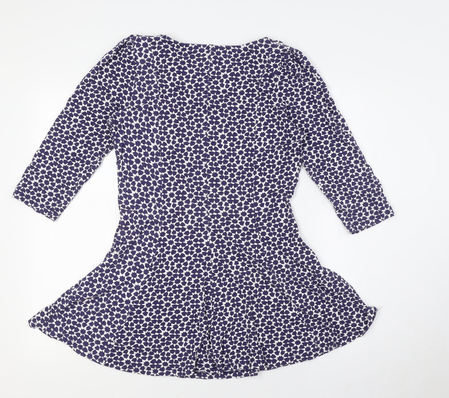 Marks and Spencer Womens Blue Viscose A-Line Size 12 Round Neck - Stars