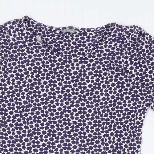 Marks and Spencer Womens Blue Viscose A-Line Size 12 Round Neck - Stars