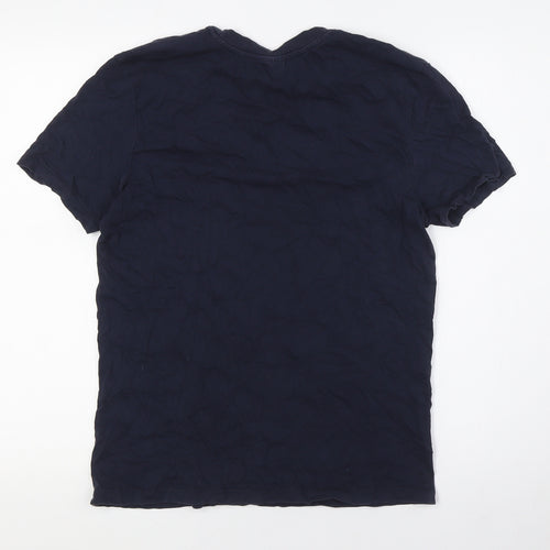 LEFTIES MAN Mens Blue Cotton T-Shirt Size S Crew Neck