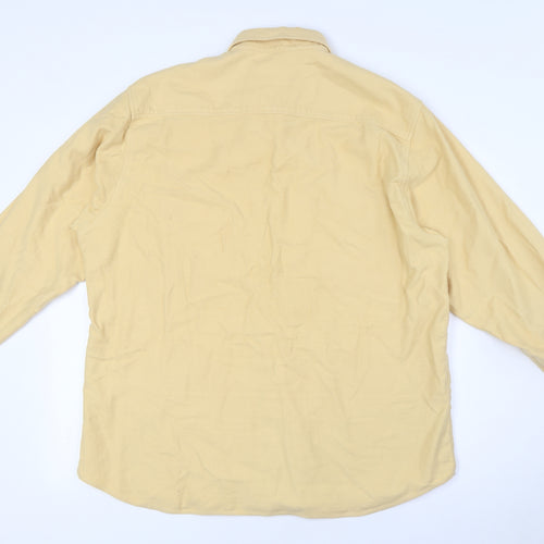 New Class Mens Yellow Cotton Button-Up Size L Collared Button
